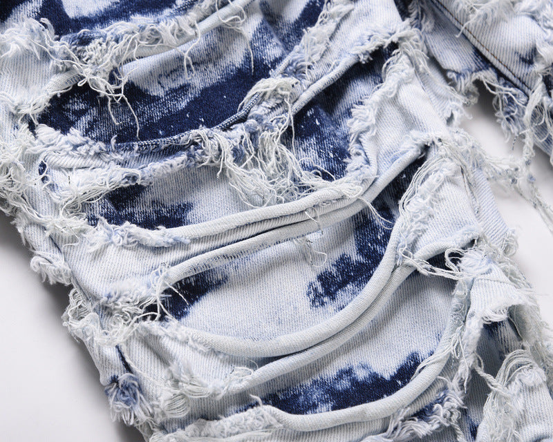 RIPPED V2 DENIM | WHITE-BLUE